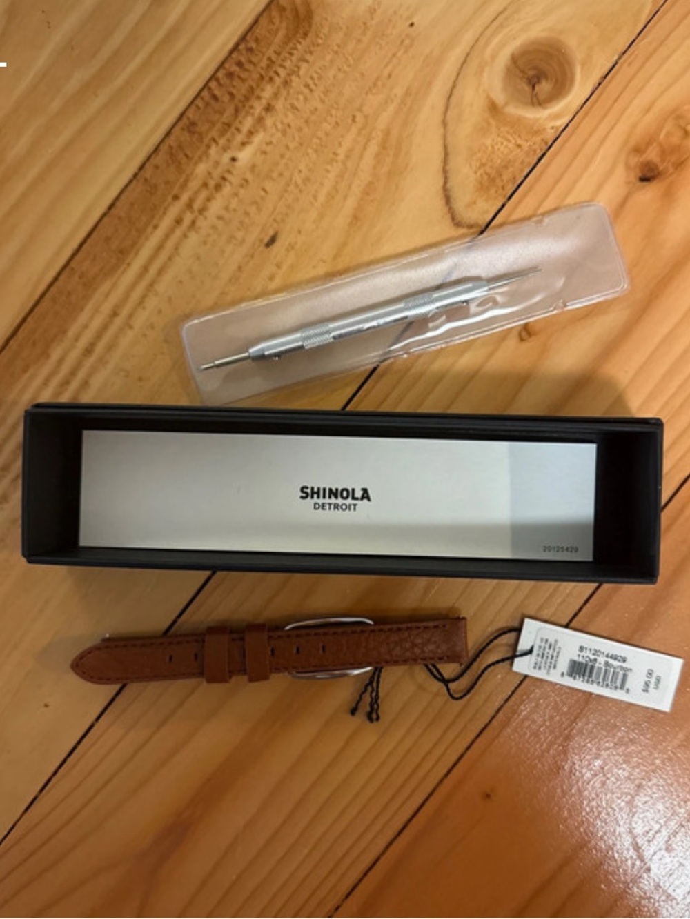 Shinola Men's Tan Leather Watch Strap with Silver Buckle